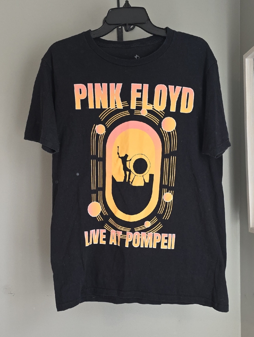 Pink Floyd Black Tee with Pink and Yellow Live at Pompeii Graphic Size Medium